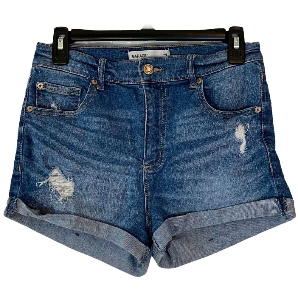 GARAGE Jean Shorts Distressed High‎ Rise Cuffed Size 7